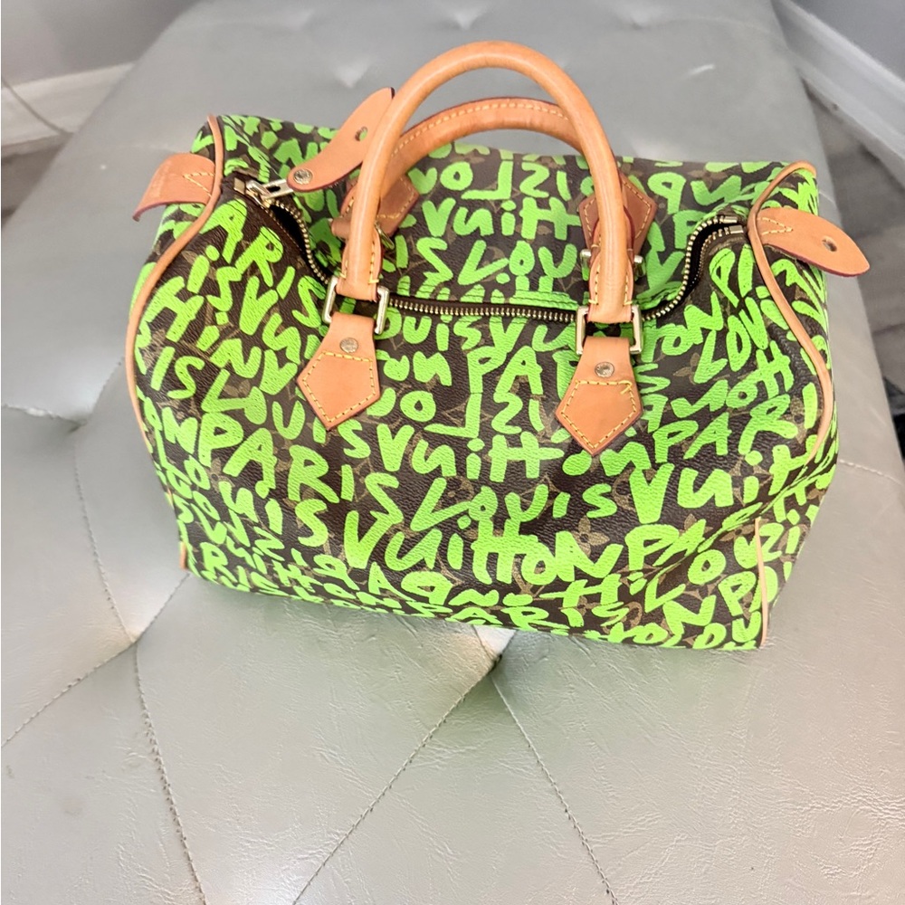 Louis Vuitton Neon Green Graffiti Satchel